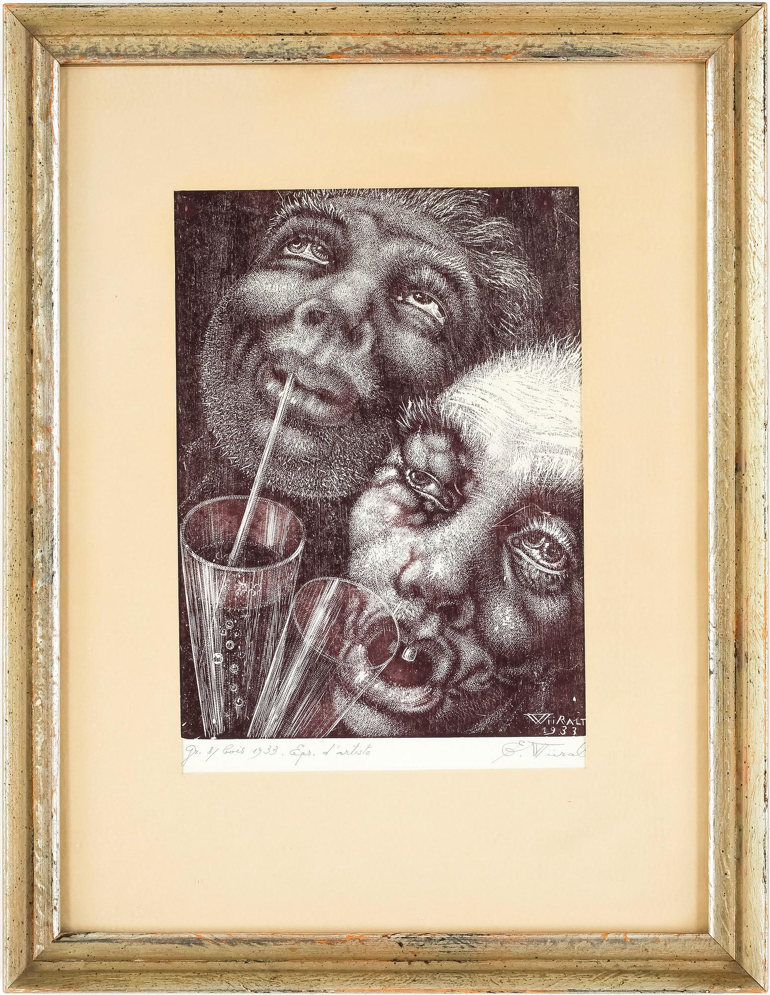 EDUARD WIIRALT, trägravyr, signerad med blyerts, ea-upplaga, daterad 1933.