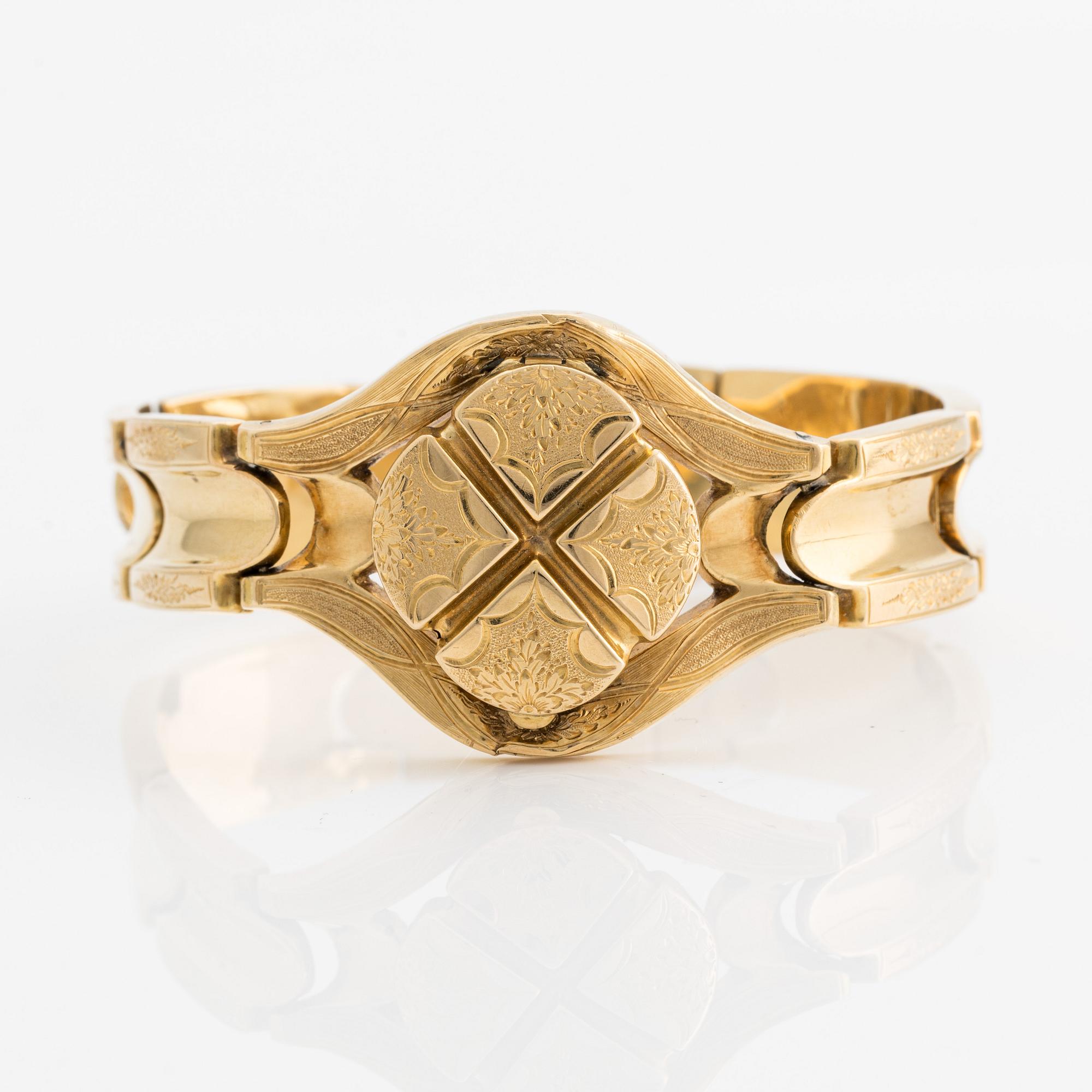 Bracelet, 18K gold, Edvard Johan Grönhagen, Stockholm 1859.