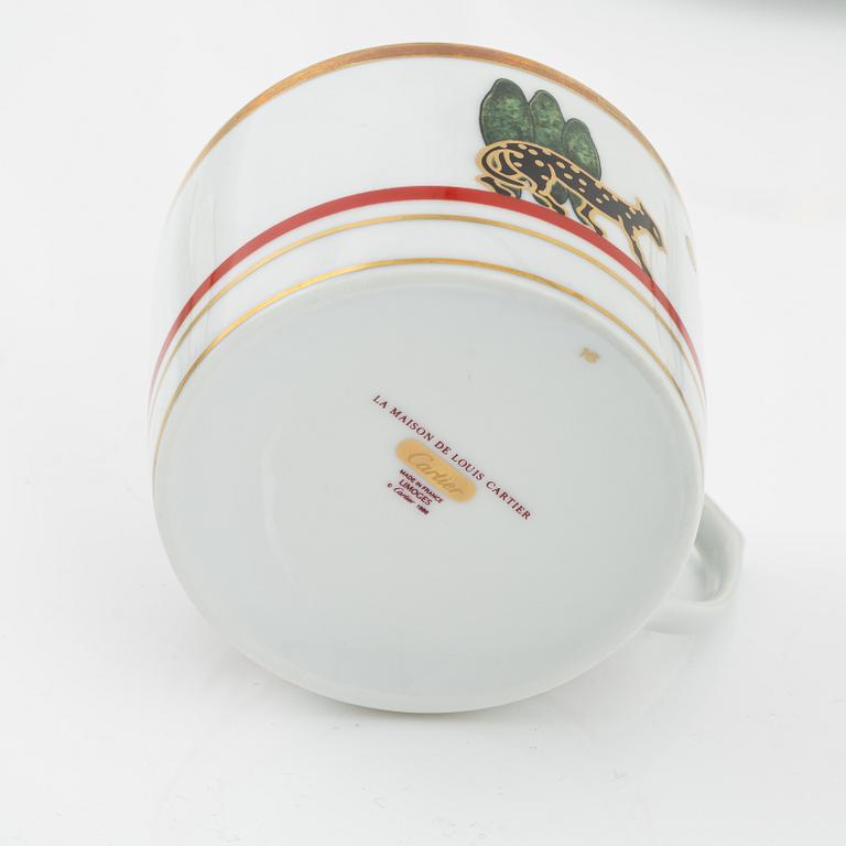 Cartier, six porcelain tea cups, Limoges, France.