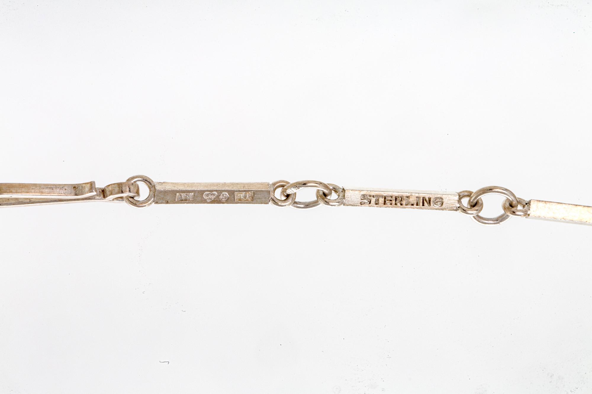Wiwen Nilsson, pendant on chain, sterling silver, two rock crystal sapprox 15 x 15 mm each, Lund 1945.