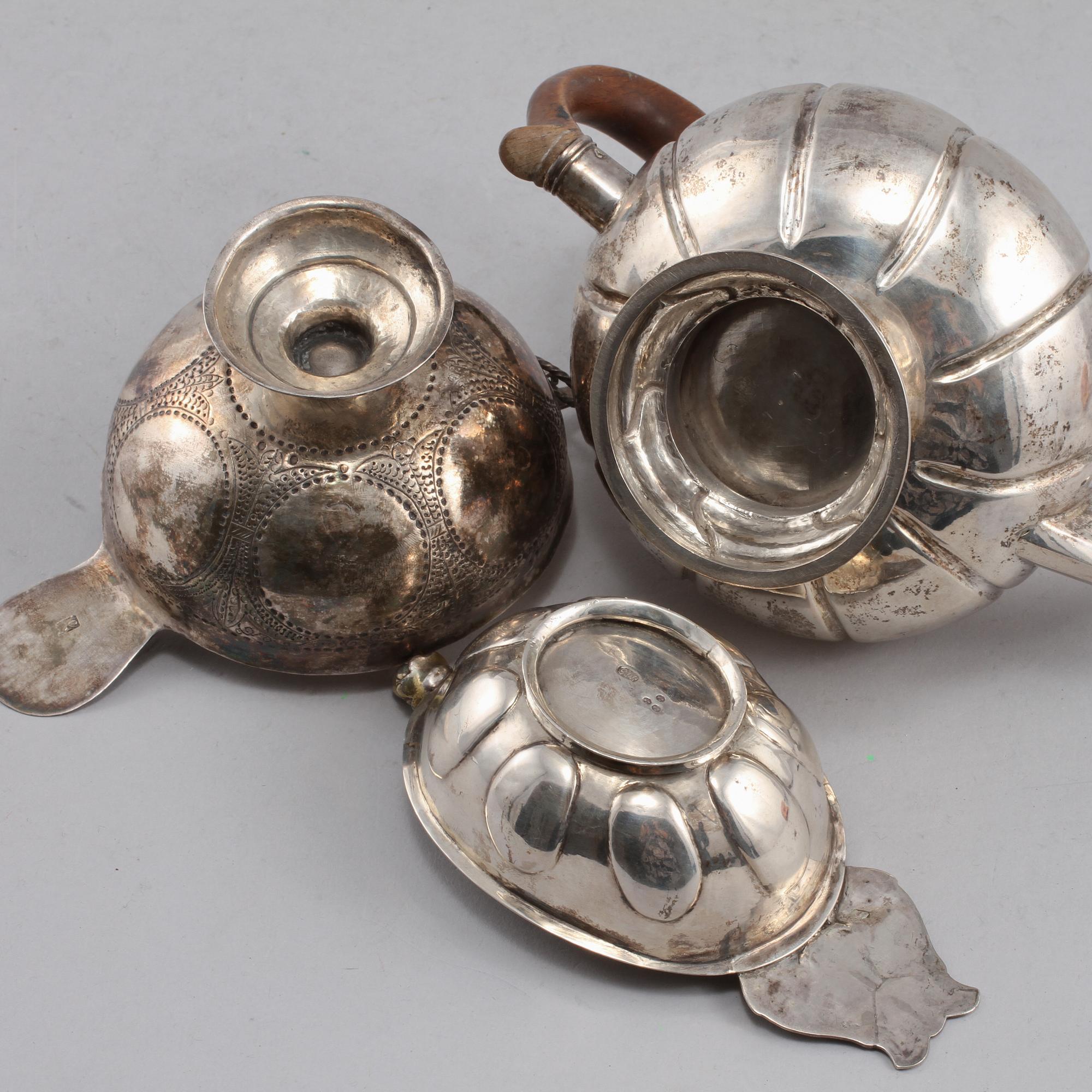 PART SILVER, 3 delar, 1800/1900-tal, vikt 460 g.