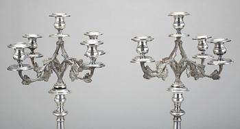 KANDELABRAR, ett par, nysilver, 1900-tal.