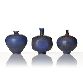 Berndt Friberg, a set of 9 stoneware vases and 2 bowls, Gustavsberg Studio, Sweden, 1964-69.