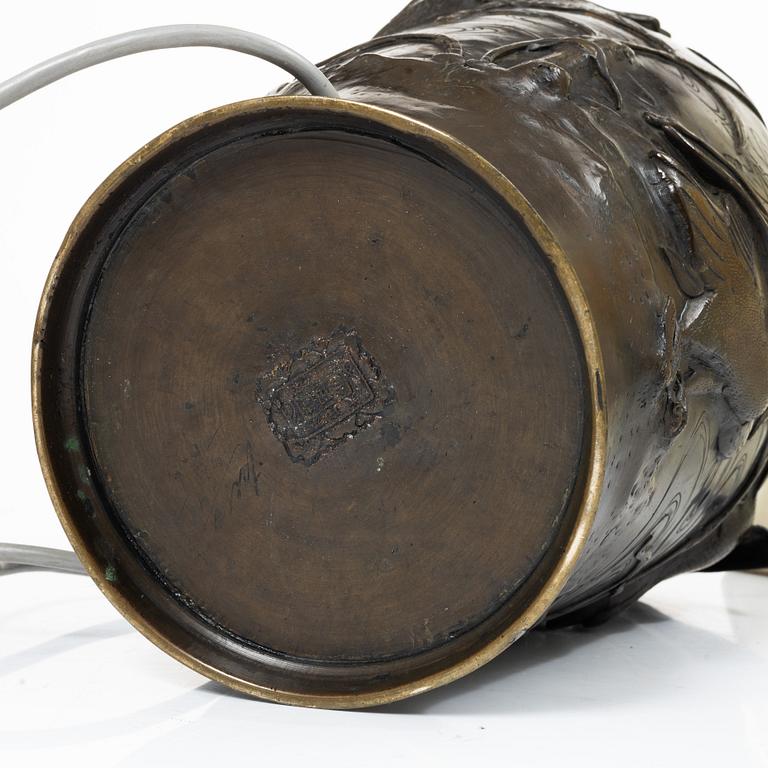 A Japanese bronze table lamp, 20th century.