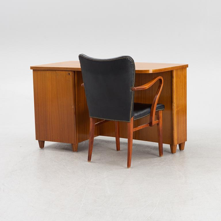 Desk and desk chair, 1930s-40s.