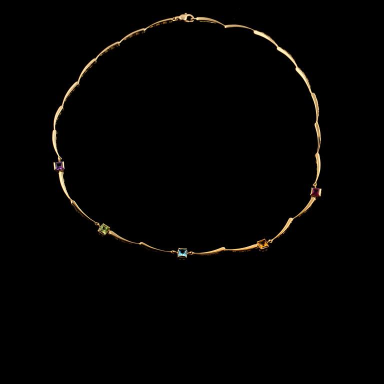 COLLIER, 18K guld med fasettslipade stenar,  LeGi, Vicenza, Italien. Vikt 17,8 g.