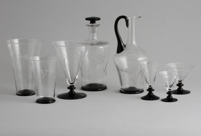 GLASSERVIS, 38 (36+2) delar, art deco, 1920/1930-tal.