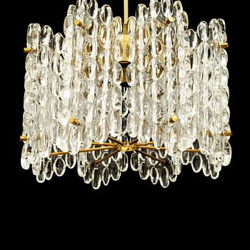 CARL FAGERLUND, a brass and glass ceiling lamp, from Orrefors.