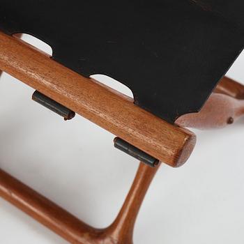 Poul Hundevad, a "Guldhøj" teak and leather Folding Stool for Vamdrup, Denmark 1960's.