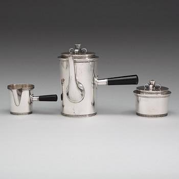 A C.F Carlman three pcs silver coffee service, Stockholm 1948.