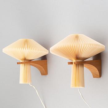 Vilhelm Wohlert, a set of two late 20th century model 204 wall lights for Le Klint, Denmark.