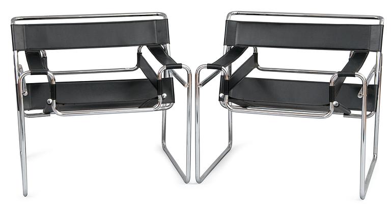 Marcel Lajos Breuer, A PAIR OF THREE ARMCHAIRS.