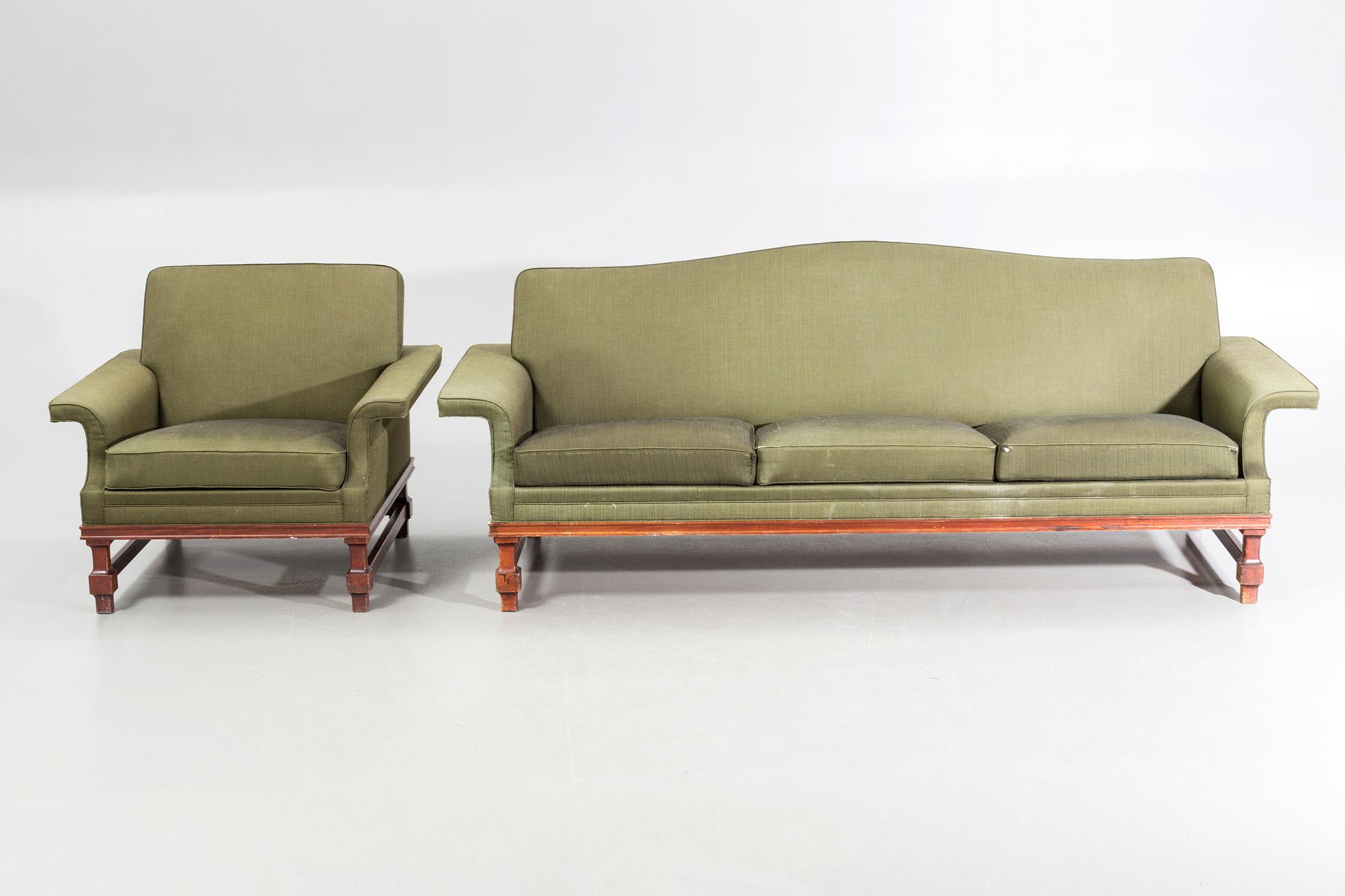 A lounge chair and one sofa, "Oxford#, Trensums Fåtöljfabrik. 1960s.