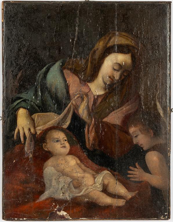 Italiensk skola, 1600-tal, Madonnan med barnet och Johannes Döparen.