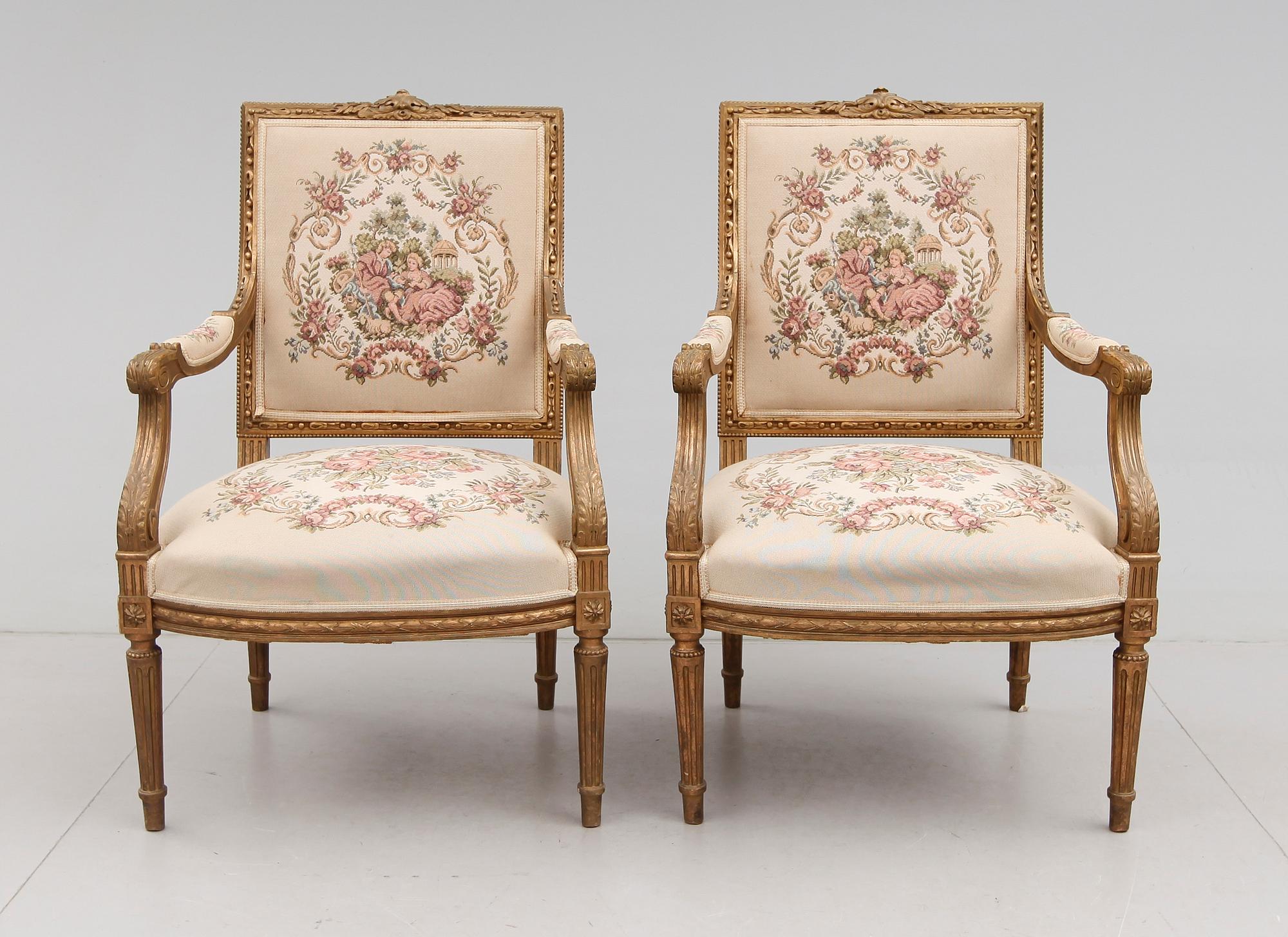 KARMSTOLAR, 1 par, Louis XVI stil, 1900-talets första hälft.