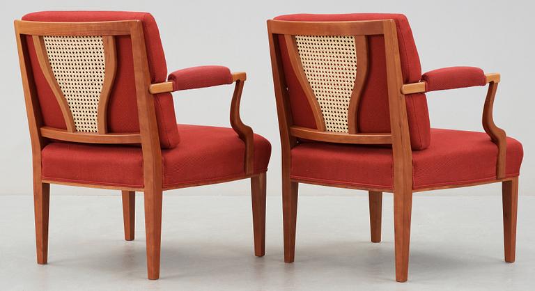 A pair of Josef Frank mahogany armchairs, Svenskt Tenn, model 969.