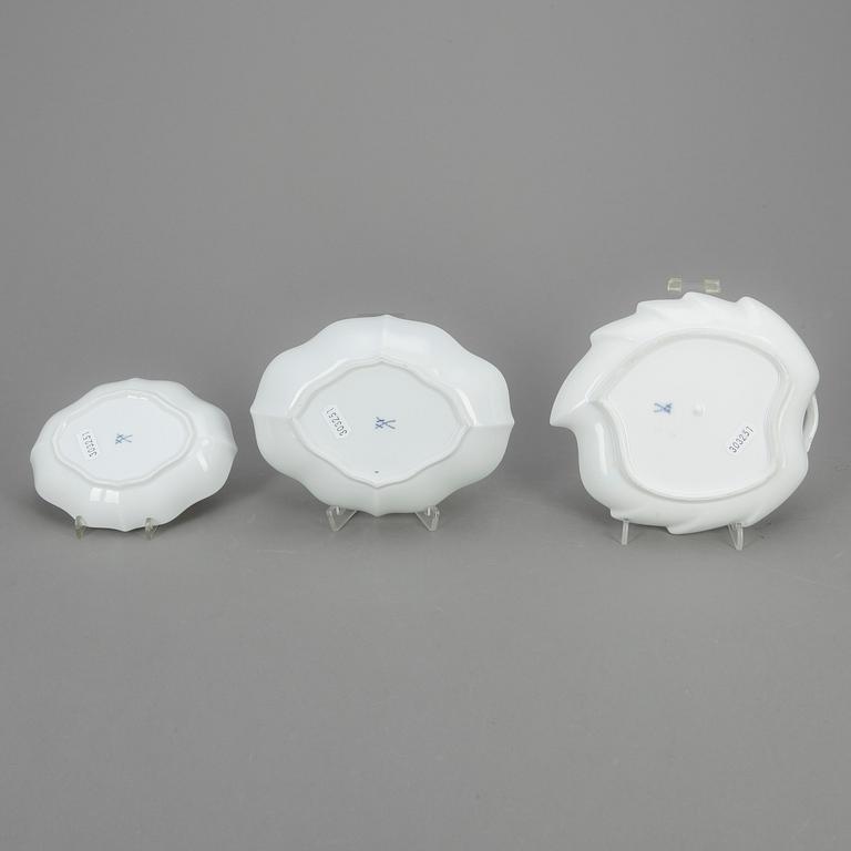 SKÅLFAT, porslin, 3 st, Meissen, 1800/1900-tal.