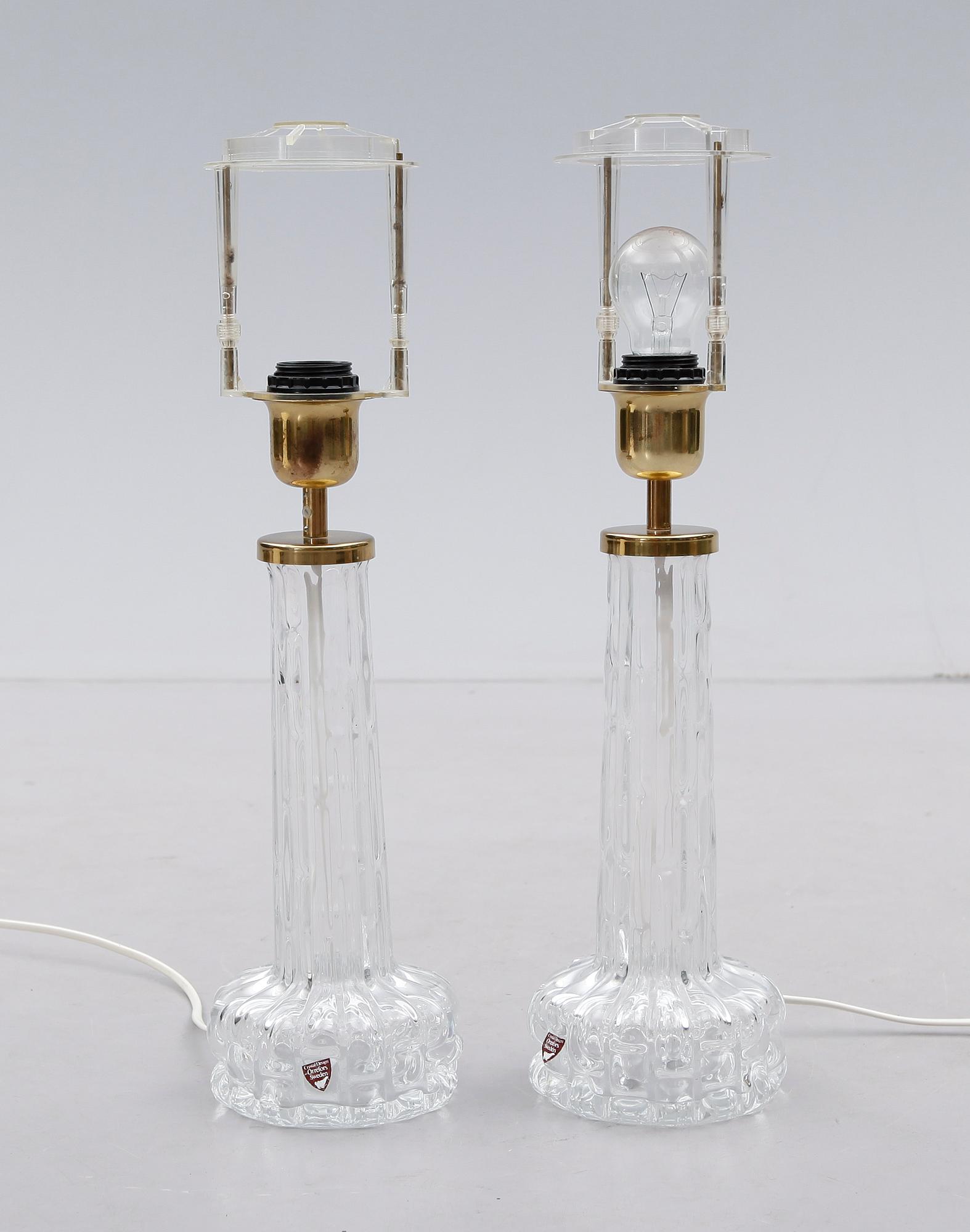 BORDSLAMPOR, 1 par, glas, Carl Fagerlund, Orrefors.