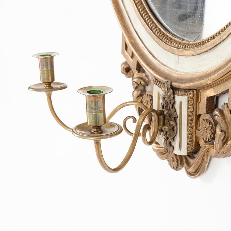 Mirror sconces, a pair, Louis XVI, Denmark, late 18th century.