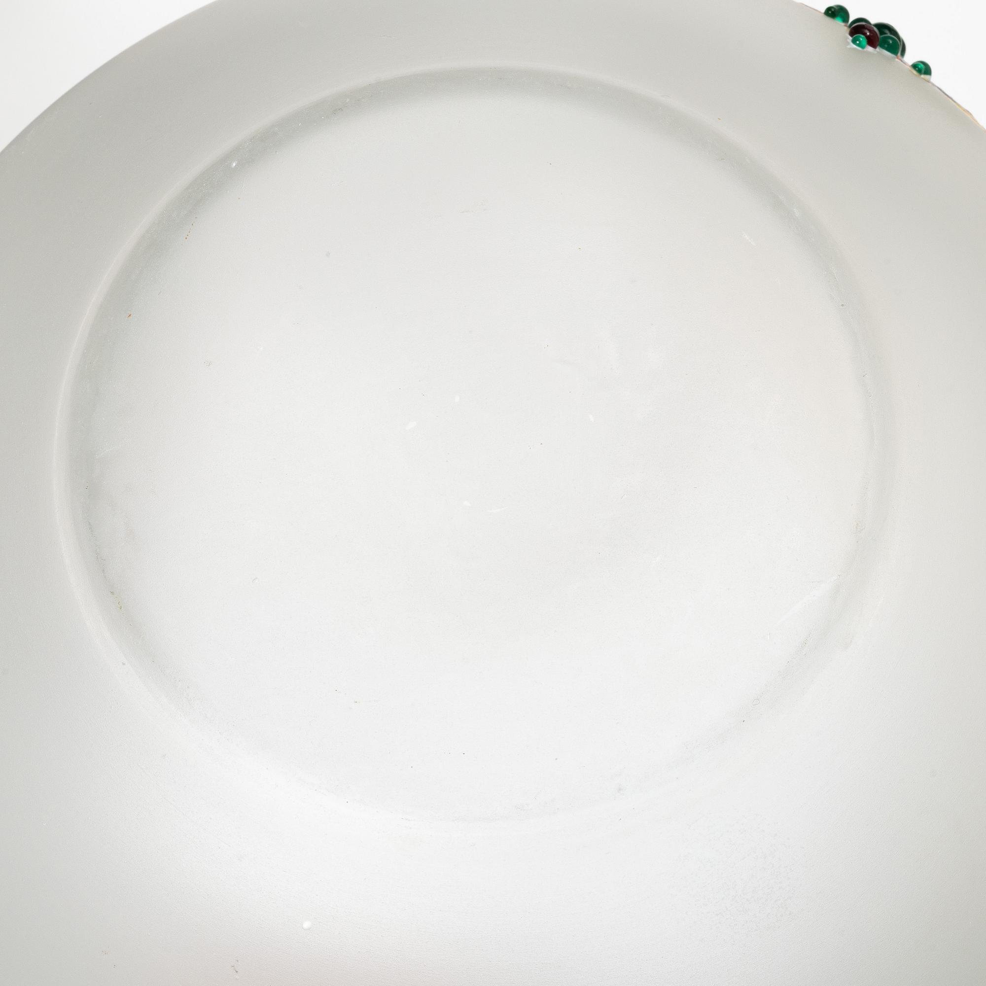 Punch bowl with lid and tray, frosted glass, Germany, circa 1900.