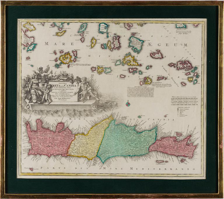 JOHAN BAPTISTA HOMANN, a map, hand coloured copper plate, Nüremberg, 18th Century.