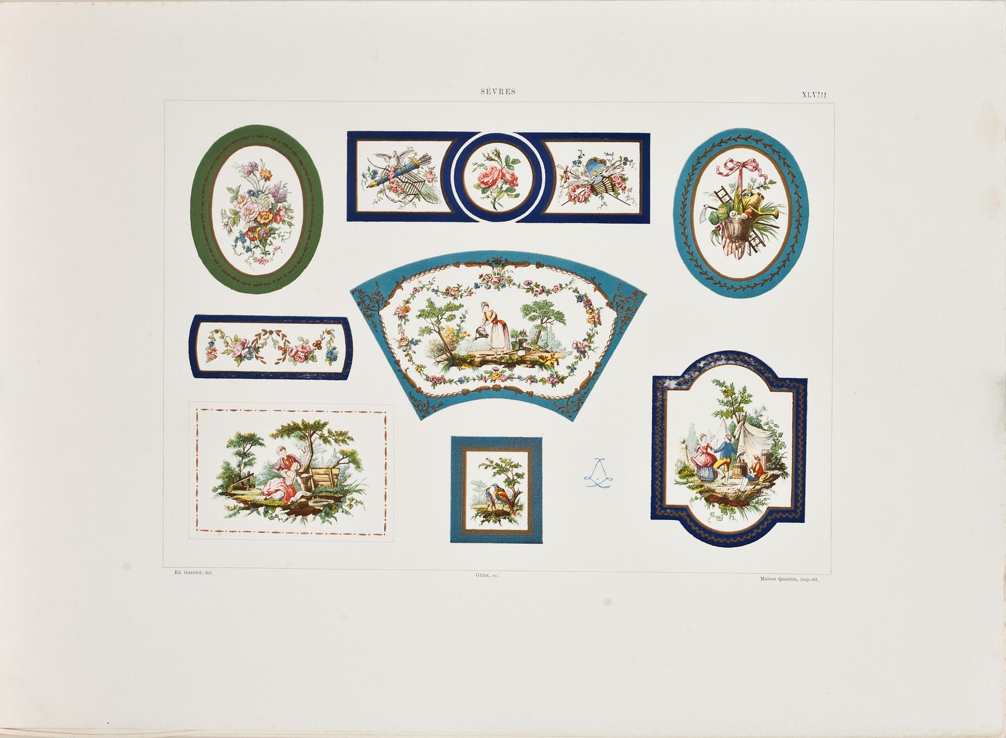 MAPP med litografier, 34 st, Edouard Garnier, 1880/90-tal.