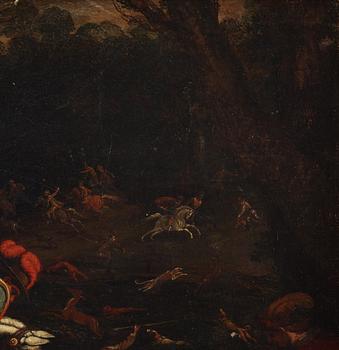 Unknown artist 17th Century. Hunting scenes, a pair.