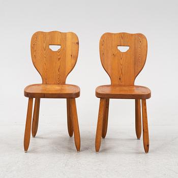 Eight pine chairs, 1940's.