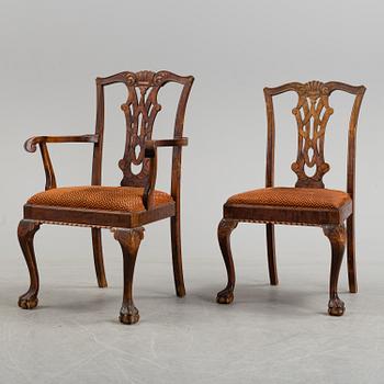 A 1920's 7 piece Chippendale-style dining group.
