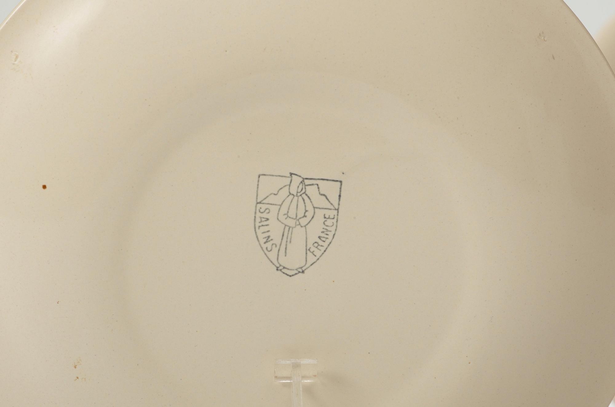 A set of six ceramic plates after Fernand Léger, Salins, France.