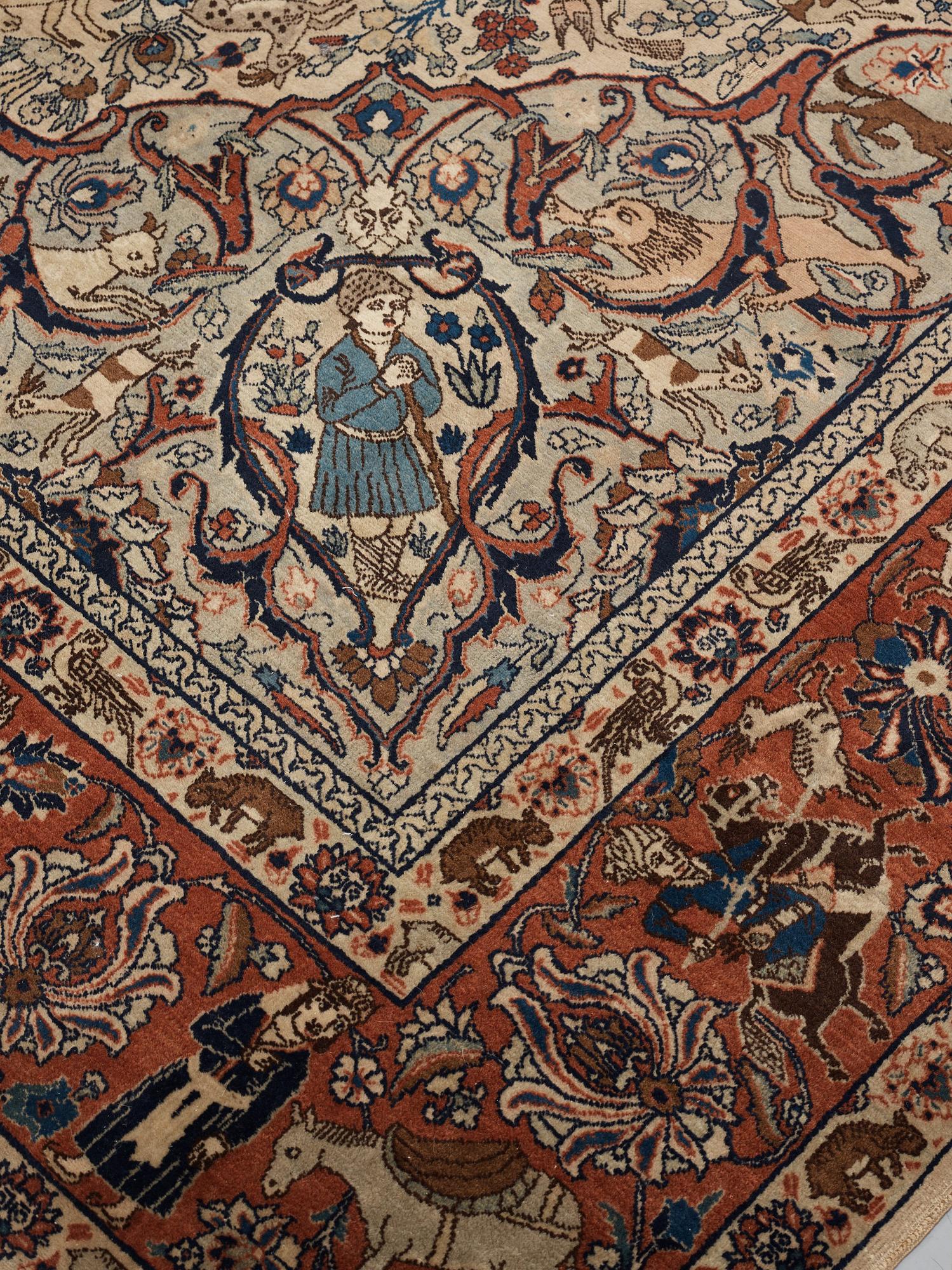 MATTO, semi-antique Tabriz figural, ca 400 x 298,5 cm.