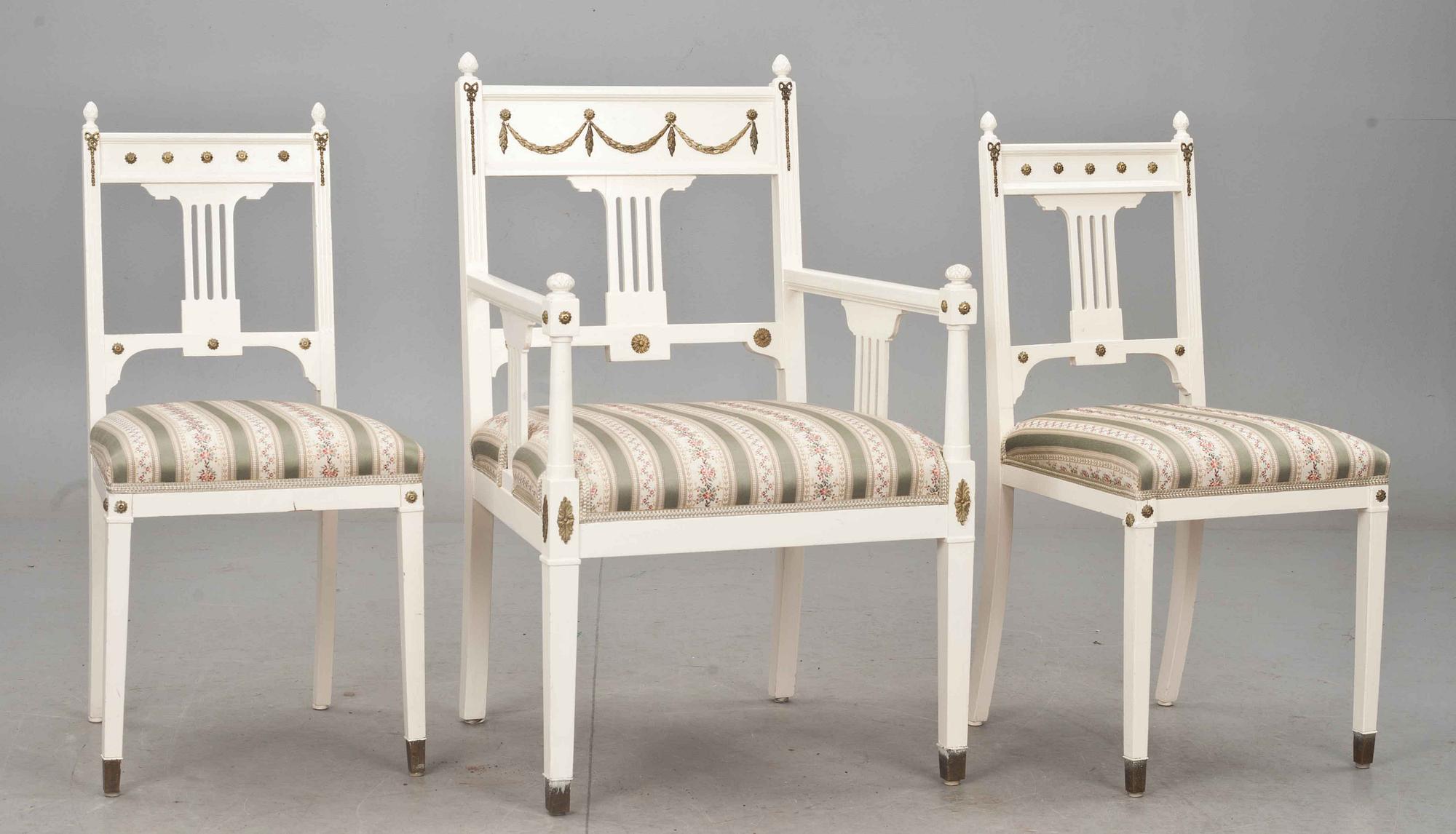SALONGSGRUPP, 6 delar, gustaviansk stil, 1900-tal.
