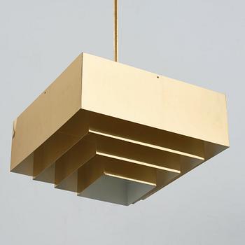 Hans-Agne Jakobsson, a brass and white lacquered "C 896/M" ceiling light, Markaryd, Sweden 1960's-70's.