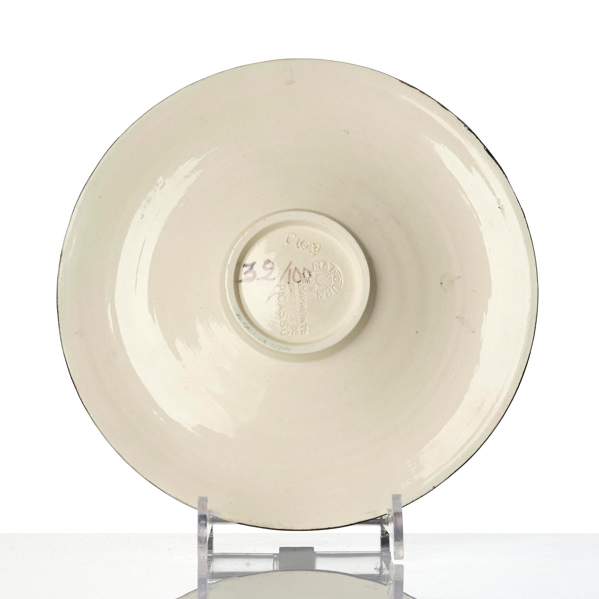 Pablo Picasso, a "Femme échevelée" (A.R. 509) faience dish, Madoura, Vallauris, France, post 1963.