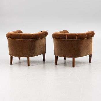 Clubfåtöljer, ett par, 1930/40-tal.
