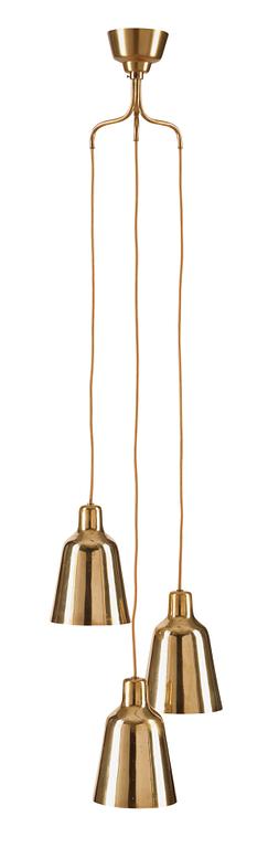 A Hans Bergström brass hanging lamp, Ateljé Lyktan, Åhus, 1940's-50's.