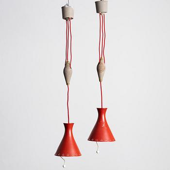 Bertil Brisborg, a pair of ceiling lamps, Nordiska Kompaniet, 1950s.
