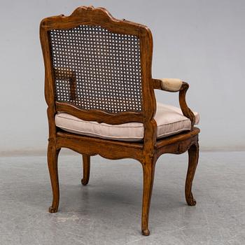 A French 18th century Régence armchair.