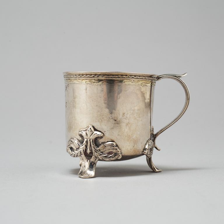 A Swedish 18th century parcel-gilt silver brandy-cup, mark of Jonas Elg, Vasteras 1786.