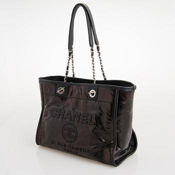 CHANEL, A Large Black Leather Shopping Bag.