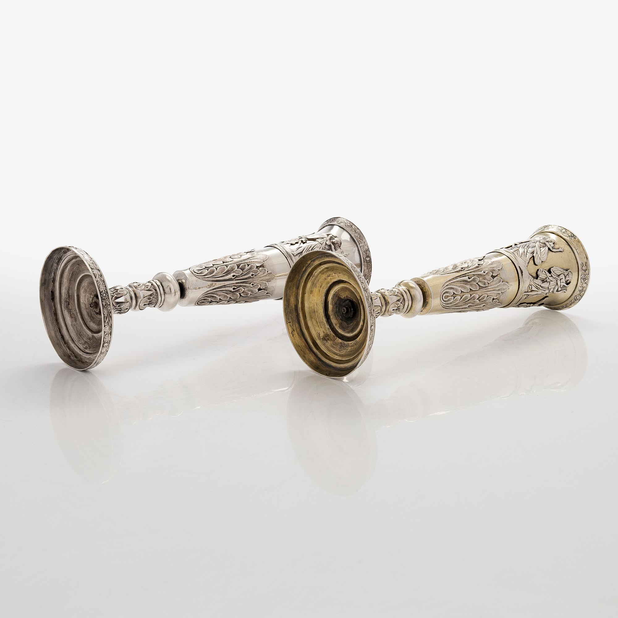 Peter Andreas Möller, Champagnestrutar, 2 st. snarlika, silver och förgyllt silver, S:t Petersburg, 1834 och 1837.