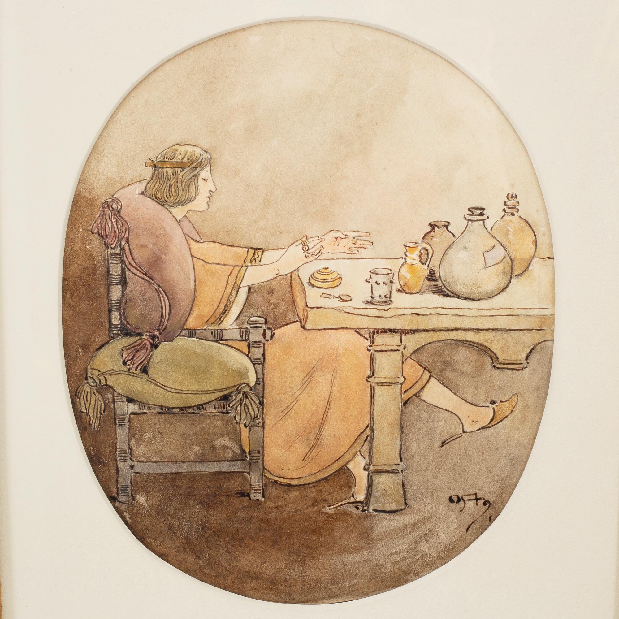 OTTILIA ADELBORG, watercolour, signed.