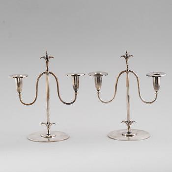 KANDELABRAR, 1 par, nysilver, 1930-tal.