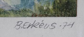 BERNDT ERKÉUS, akvareller, 2 st, sign. o dat. -41, resp. -74.