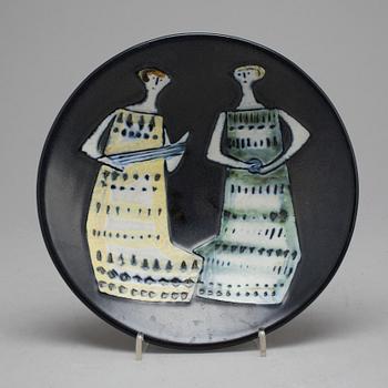 LISA LARSON, a 'Variete' stoneware dish and two vases from Gustavsberg.