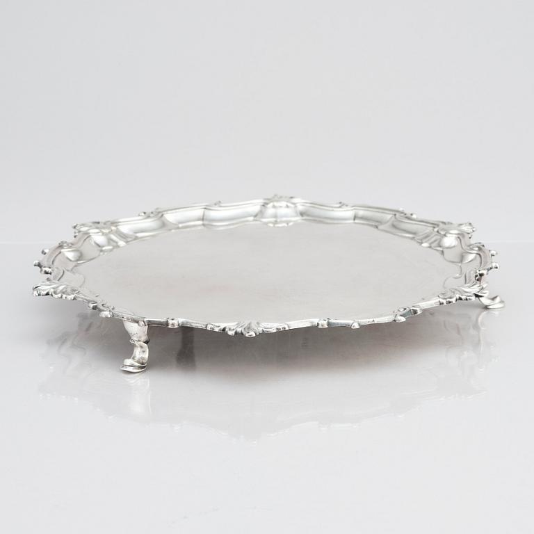 An English silver salver/plate, mark of Thomas Cooke II and Richard Gurney, London 1753.