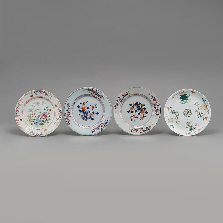 TALLRIKAR, 4 st, porslin, Kina, 1700- och 1800-tal.