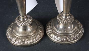 LJUSSTAKAR, ett par, silver, London, England.