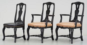KARMSTOLAR samt STOL, 3 st, senbarockstil, 1900/2000-tal.