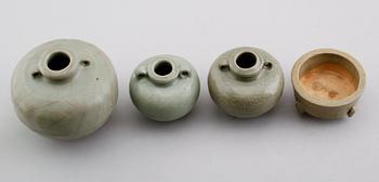 VASER, 3 st samt SKÅL, porslin, Kina, Sung 1200-/1300-tal.